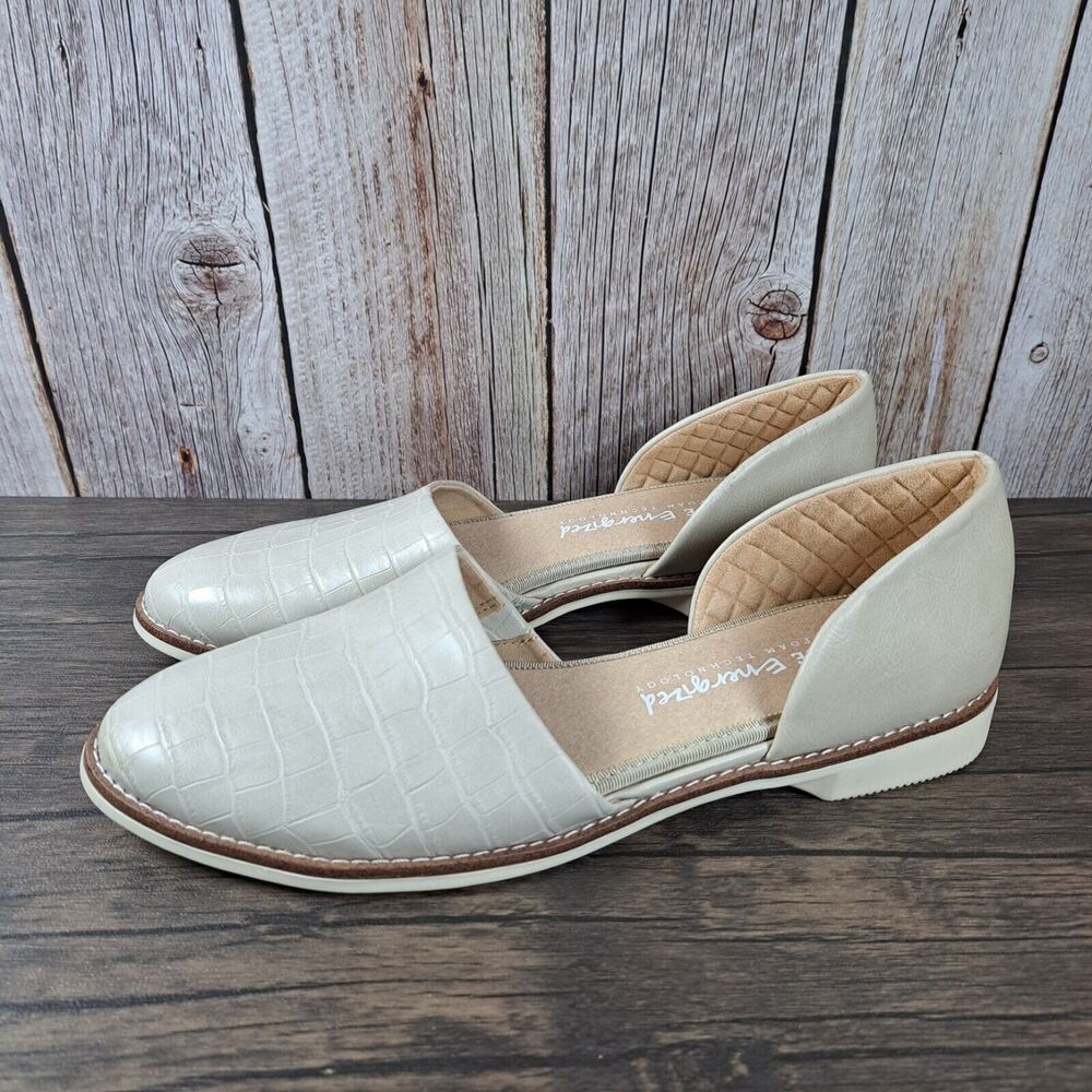 Dr. Scholl's Choice d'Orsay Croc Texture Cut Out Flat Sandals Women's 9 M Ivory